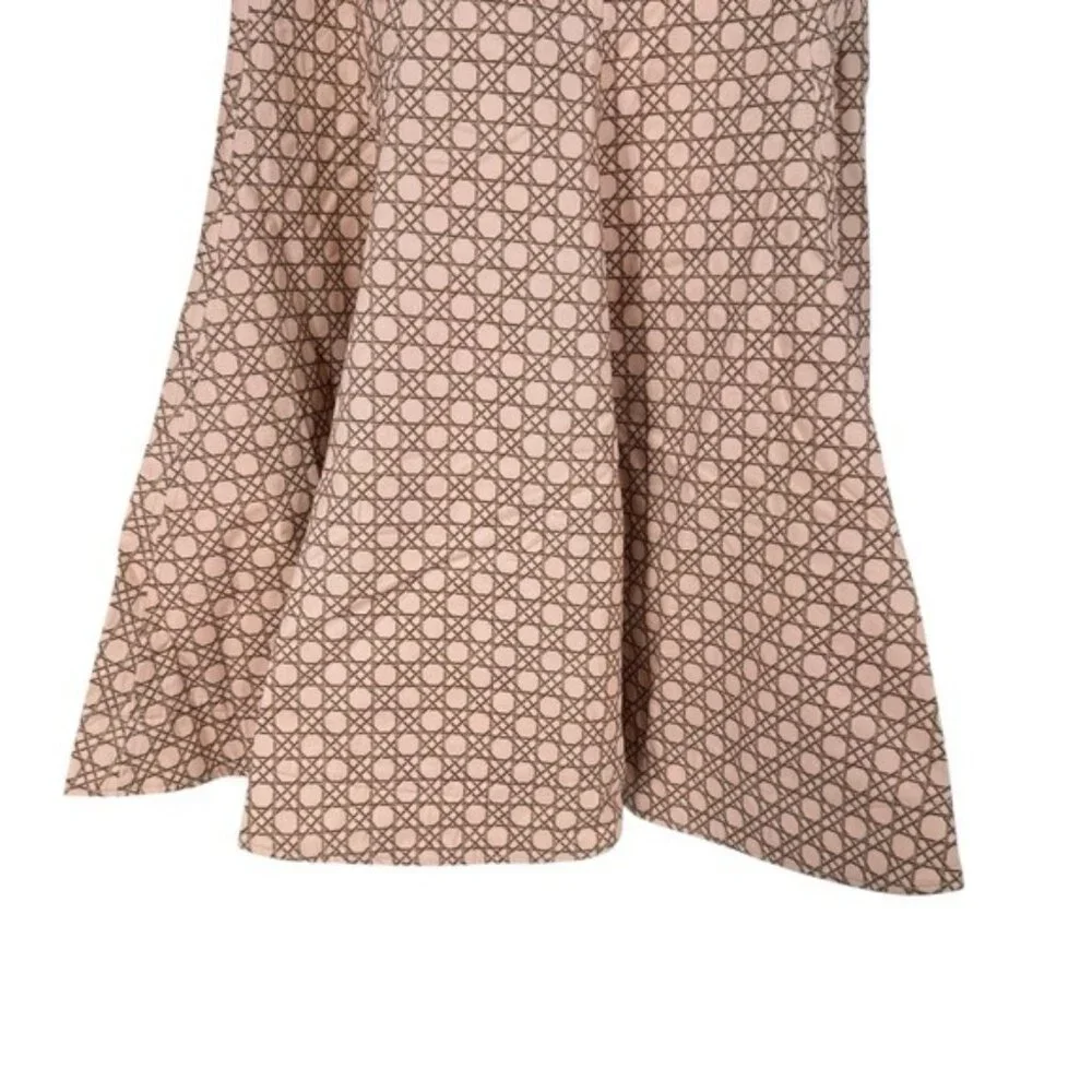 Tuckernuck NEW Petal Cane Brynn Geometric Pink Retro Pleated Midi Skirt Size 2 - Picture 6 of 12